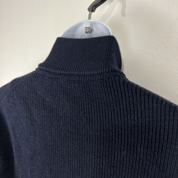 Ted Baker Sweater Men Large Navy Pullover 3/4 Zip Wool Blend Knit Long Sleeve - Picture 11 of 15